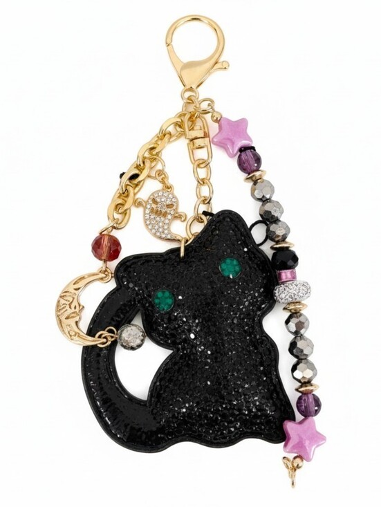 eye candy Accessories - 🐈‍⬛▪️Eye Candy ▪️Los Angeles Black Rhinestone Cat Bag Charm Keychain Moon Star